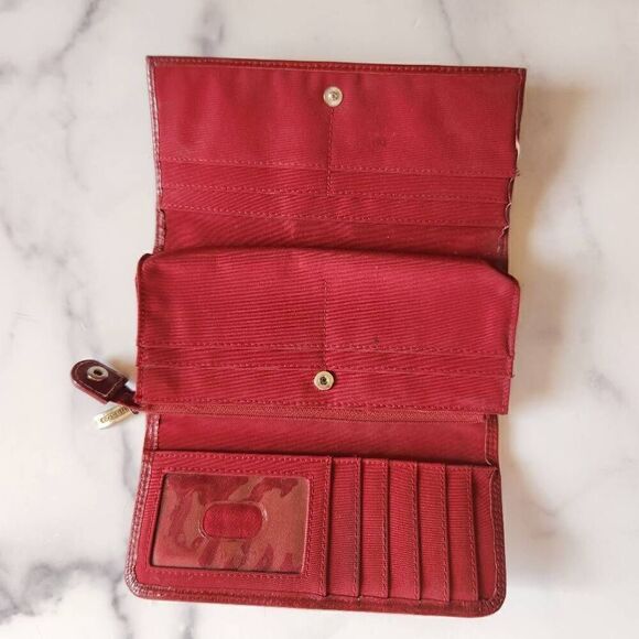 Fossil brick red genuine leather envelope wallet purse y2k - Picture 2 of 8
